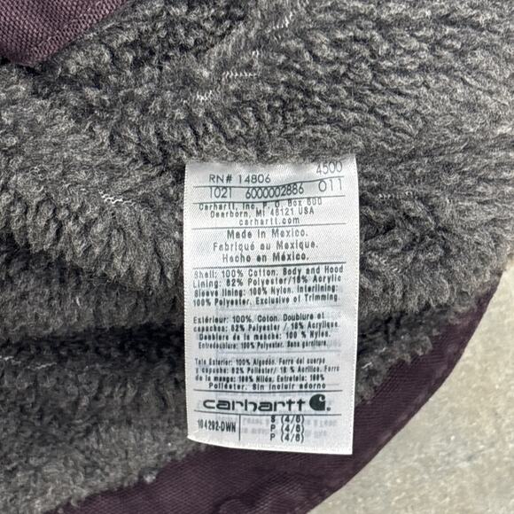 Carhartt Womens Sherpa Lined Jacket Coat Purple Women S Hooded Zip Plum Faded - Picture 8 of 13